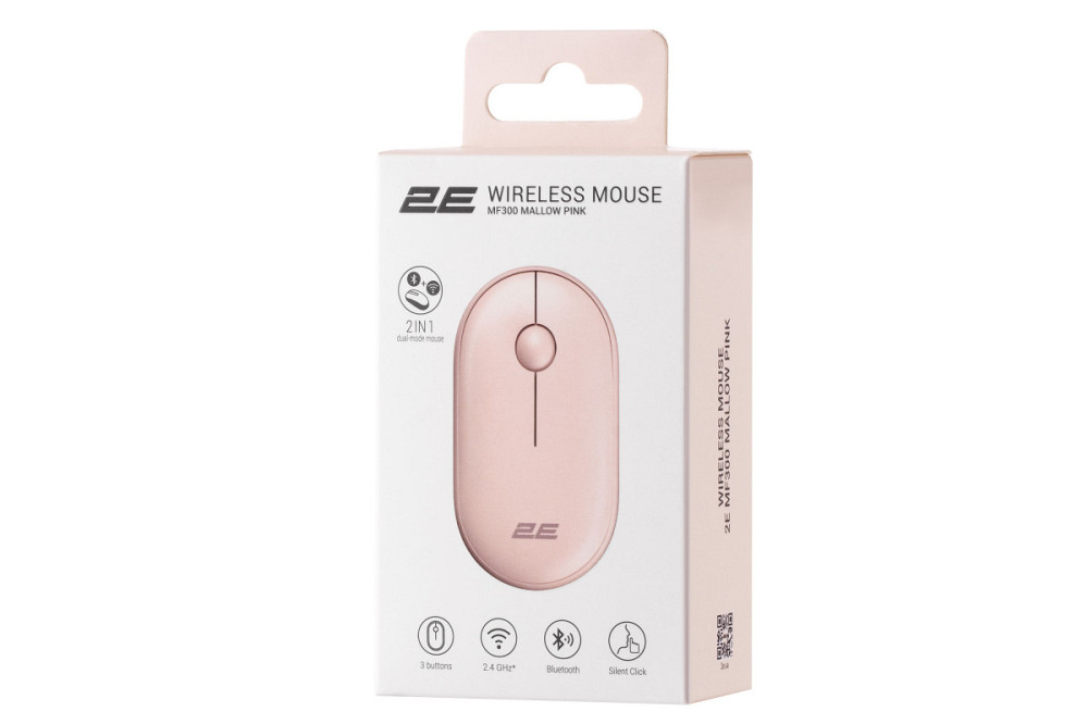 Мышь компьютерная безпроводная 2Е Silent WL BT Mallow pink 2E-MF300WPN розовая Київ - зображення 3