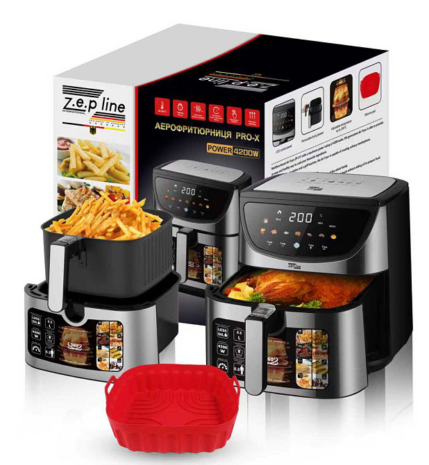 Аэрогриль мультипечь на две тени со съемной корзинкой с формой Zepline ZP-217 12 л 4200 Вт Київ - зображення 2