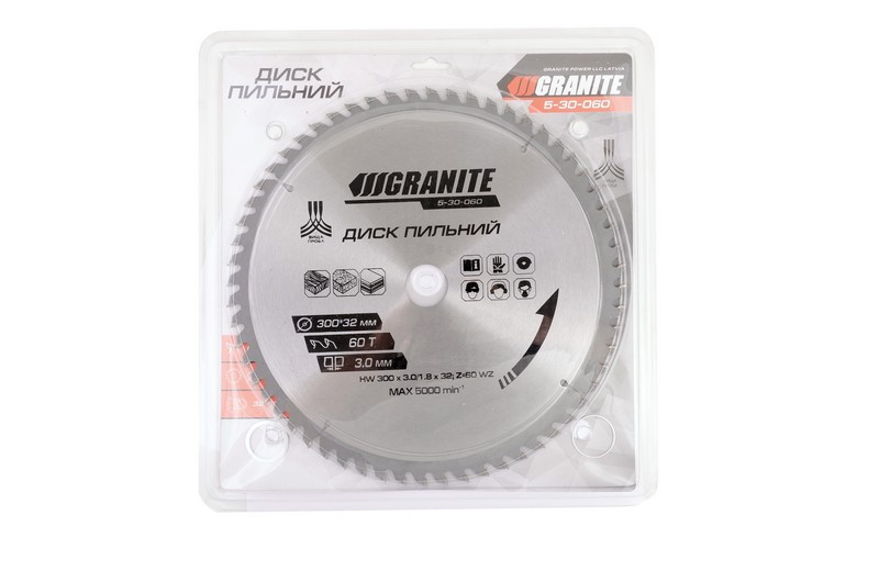 Диск пильный для дерева GRANITE с твердосплавными напайками 300х32х60Т адапт 32-30/32-25.4 5100 об/м Харьков - изображение 2