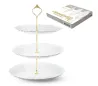 Подставка 3-ярусная SNT для десертов, фруктов и бутербродов белая с золотом Одесса