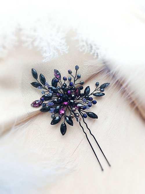 аметистовий вечір шпилька прикраса для волосся фіолетовий марсала чорний Луцк - изображение 3