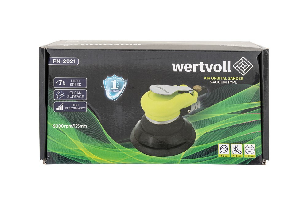 Шлифмашина пневматическая орбитальная WERTVOLL с пылеотведением 125 мм 9000 об/мин 115 л/мин 6.3 bar Харьков - изображение 8