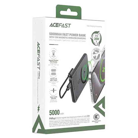 Портативное ЗУ Power Bank Acefast M30 PD20W с БЗУ with cable 5000 mAh Херсон