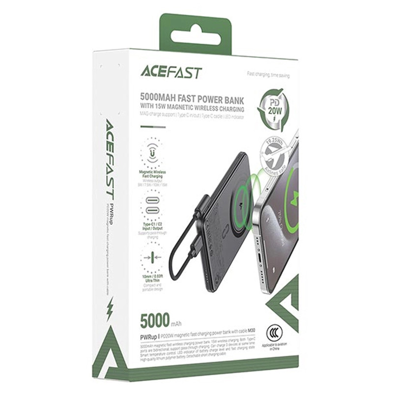 Портативное ЗУ Power Bank Acefast M30 PD20W с БЗУ with cable 5000 mAh Херсон - изображение 6
