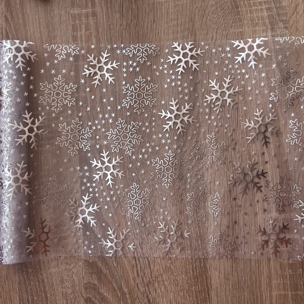 Дорожка новогодняя Leeseph Снежинки 28*275 см серебро Одеса - зображення 7