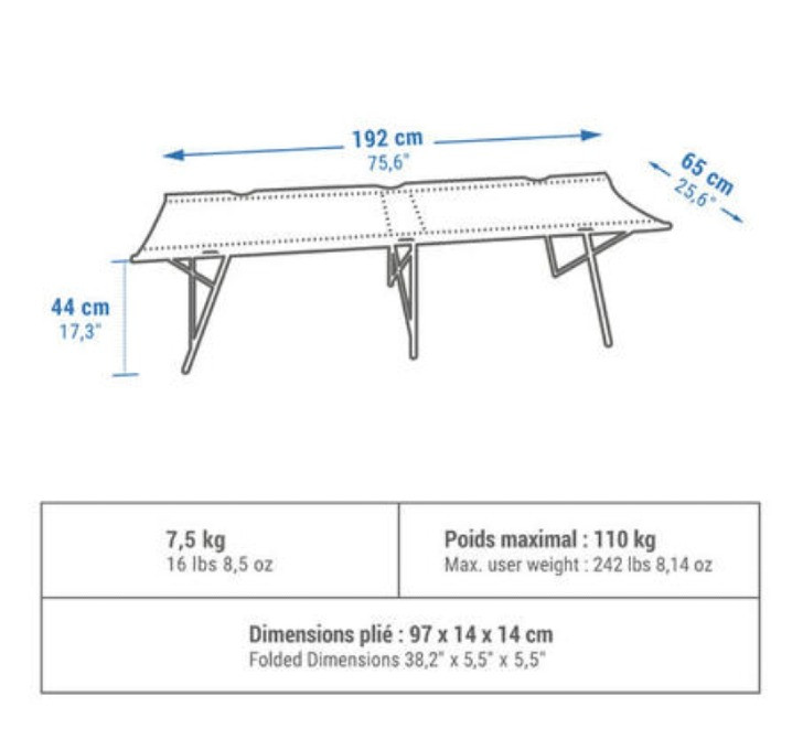 Раскладушка Decathlon 65 см Дрогобич - зображення 2