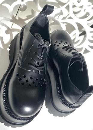 Сапоги - туфли, весна - лето, кожаные, с перфорацией, 25,5 см. Київ - зображення 4