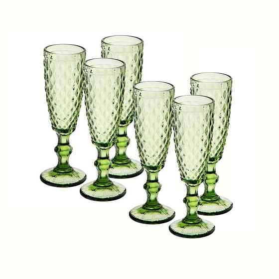 Набор бокалов для шампанского Elodia Винтаж 180 мл 6 шт изумрудный Одесса