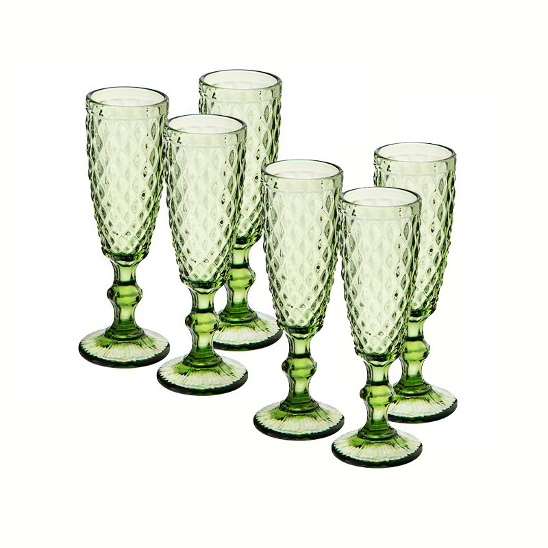 Набор бокалов для шампанского Elodia Винтаж 180 мл 6 шт изумрудный Одесса - изображение 1