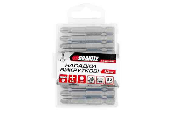 Насадка отверточная GRANITE PH3 50 мм ¼" S2 набор 10 шт 10-03-501 Харьков