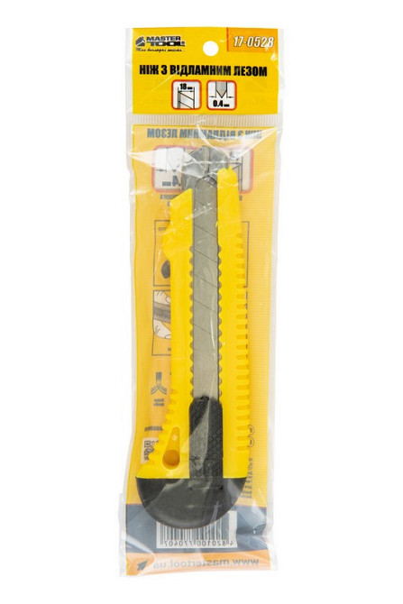 Нож строительный MASTERTOOL с отломным лезвием 18 мм металлическая направляющая кнопочный фиксатор 1 Харьков - изображение 2