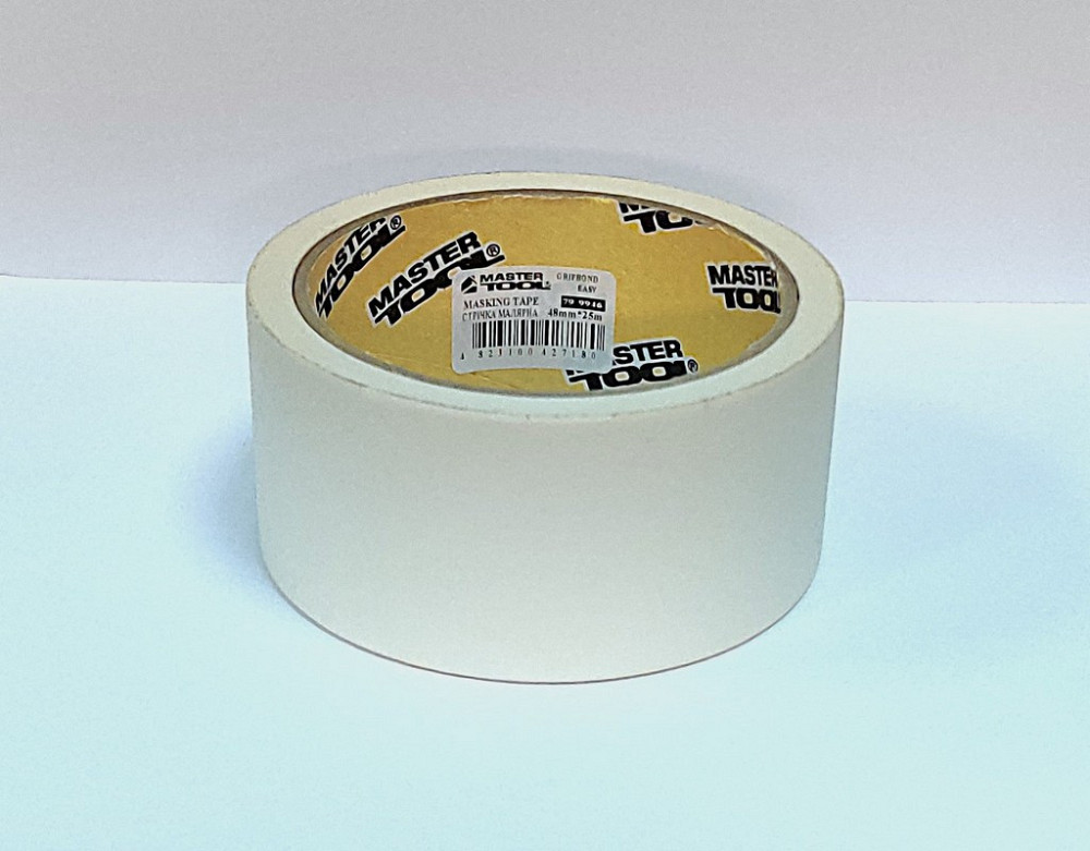 Лента малярная универсальная MASTERTOOL GripBond Easy 48 мм×25 м белая 79-9946 Харків - зображення 1