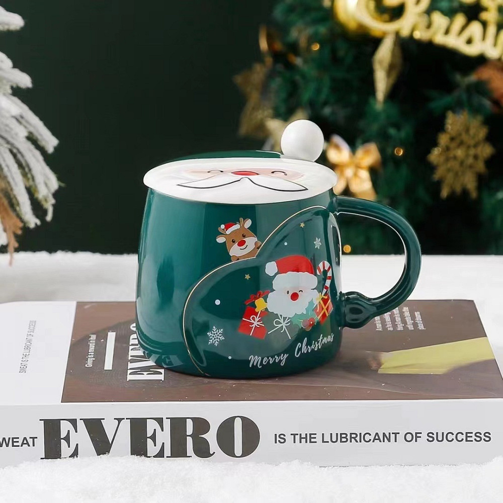 Кружка з кришкою новорічна Merry Christmas 13690 410 мл зелена Київ - зображення 1