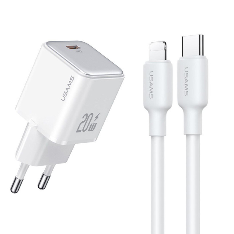 СЗУ Usams US-CC186 PD30W (1USB-C) + кабель Type-C to Lightning Херсон - изображение 1
