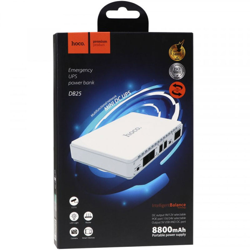 Источник бесперебойного питания Hoco DB25 Smart Mini UPS для роутеров 5V/9V/12V 8800 mAh Херсон - зображення 6