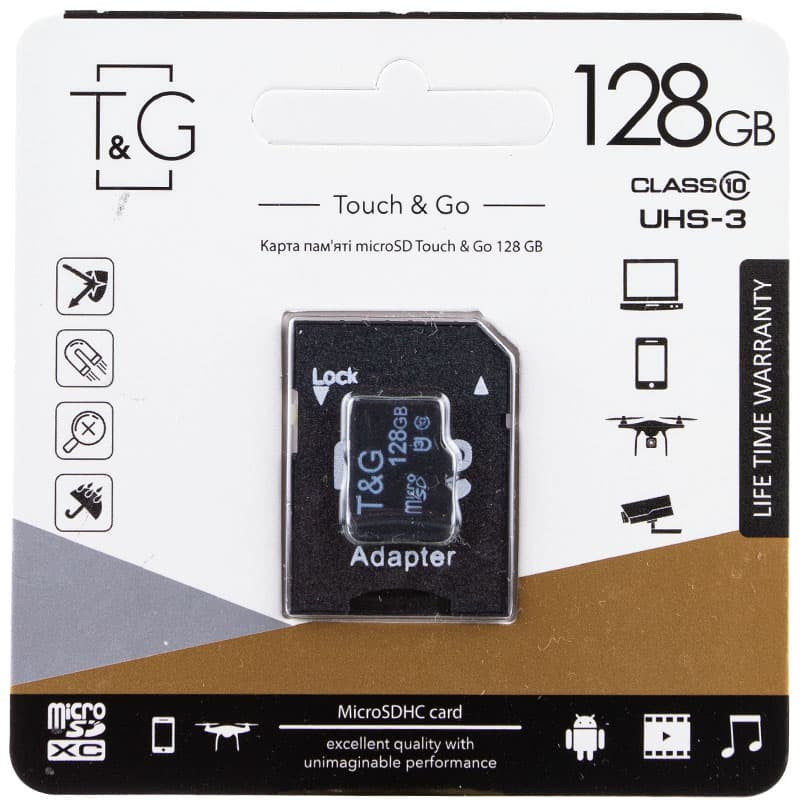 Карта памяти T&G (UHS-3) microSDHC Class 10 - 128GB (с адаптером) Херсон - зображення 1
