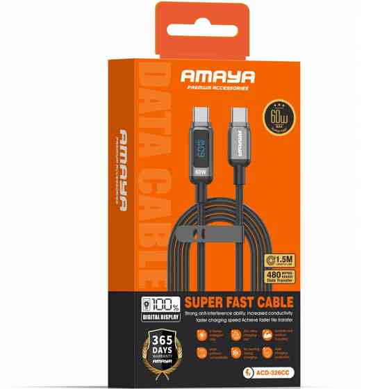 Дата кабель Amaya 326CC Type-C to Type-C 60W (1.2m) Херсон