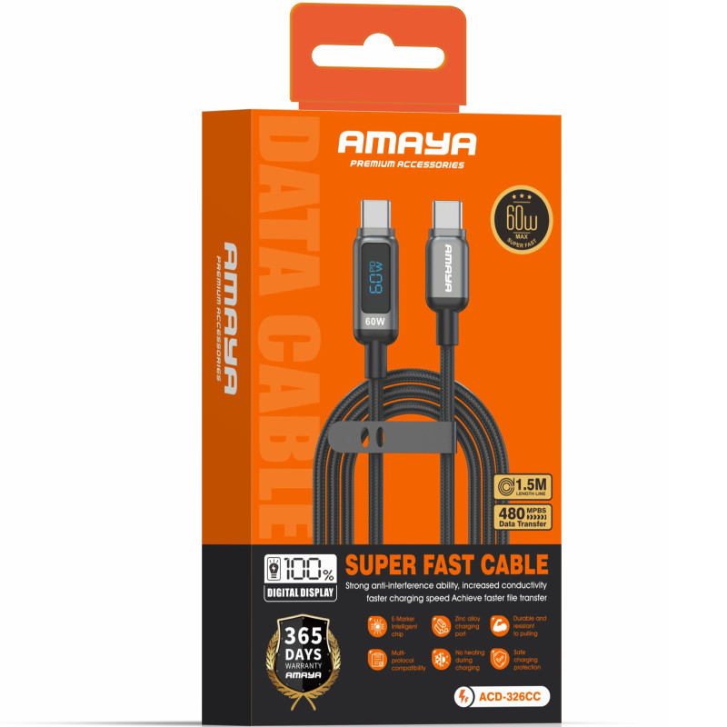 Дата кабель Amaya 326CC Type-C to Type-C 60W (1.2m) Херсон - изображение 2