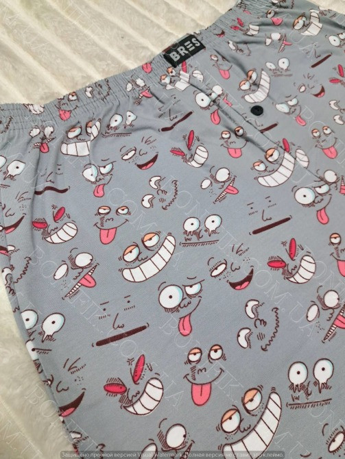 Мужские серые семейные трусы с принтом «Смешные рожицы» BRES (арт. MBXK 306/01/122) Кривой Рог - изображение 4