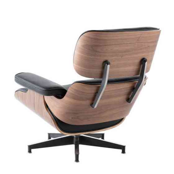 Дизайнерське крісло Релакс з отоманкою, натуральна шкіра, дерево чорне, коричневе, біле Дніпро