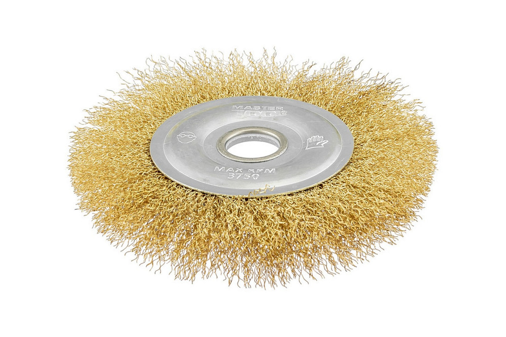 Щетка дисковая MASTERTOOL из латунированной рифленой проволоки Ø 150х22.2 мм 19-9115 Харьков - изображение 1
