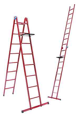 Лестница универсальная металлическая ГОСПОДАР 8 ступенек со столиком h 2150/4740 мм max 150 кг 79-10 Харьков