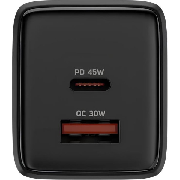 Мережевий зарядний пристрій Glasscove 45W GaN USB+Type C Black (TC-090CA) Харків - зображення 2