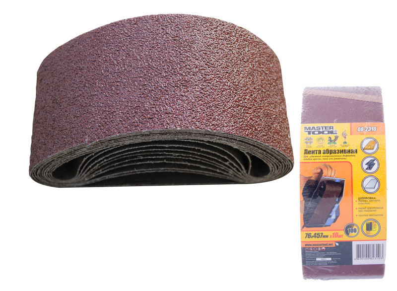 Лента шлифовальная MASTERTOOL зерно 100 76х457 мм 10 шт 08-2310 Харків - зображення 1