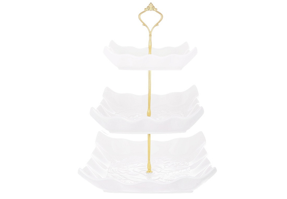 Фруктівниця 3-х ярусна Bona Di Монстера 988-442 36 см біла Київ - зображення 1