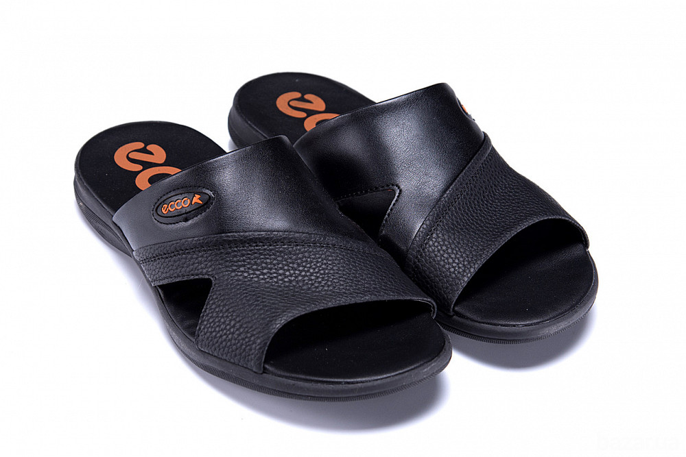 Мужские кожаные  летние шлепанцы-сланцы E-series Black Киев - изображение 3