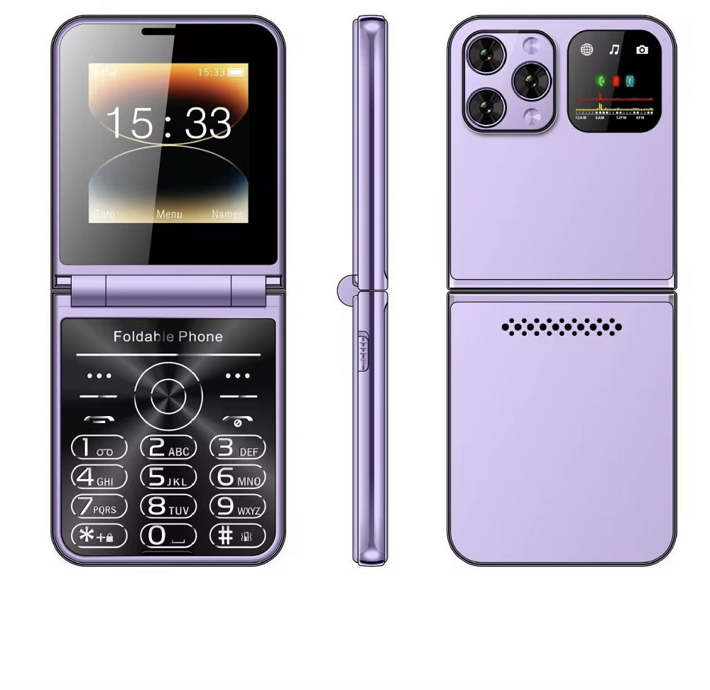 Кнопочный мобильный телефон раскладушка 16 на 4 сим карты (код 00089) Київ - зображення 1