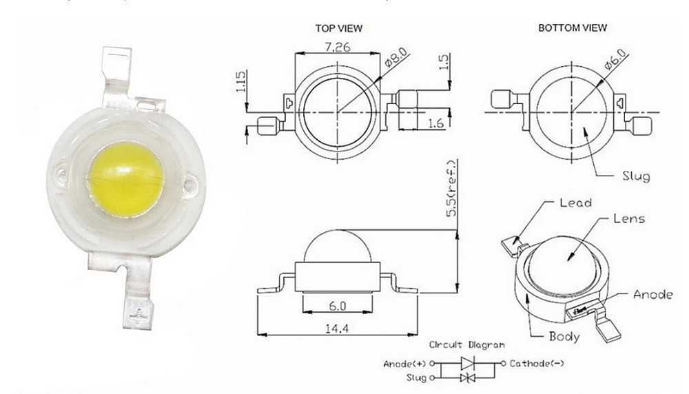 Светодиод для фонарика ,подсветки на 1 Вт.1 W Бориспіль - зображення 6