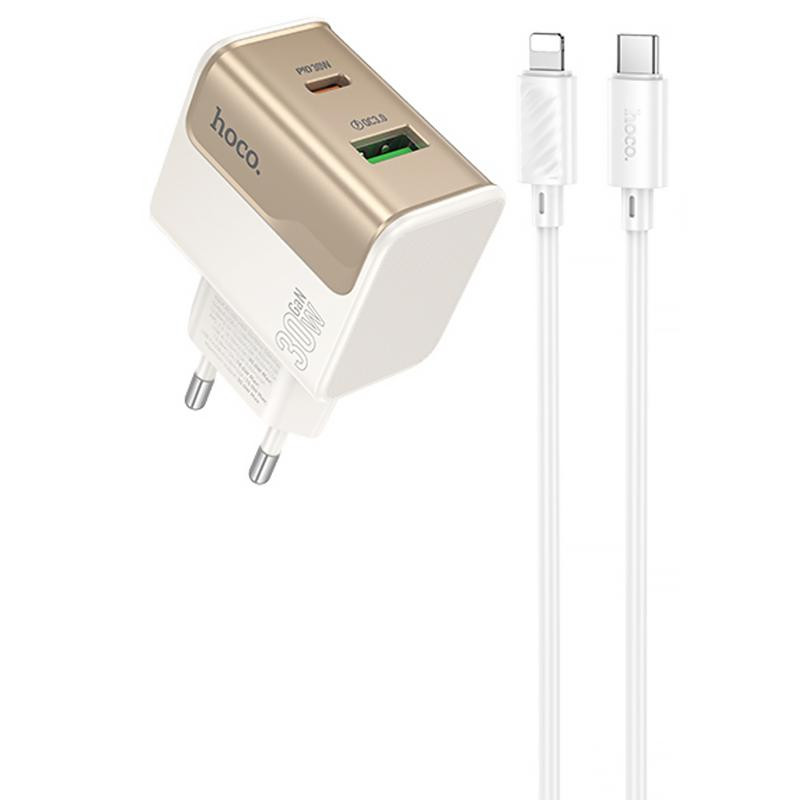 СЗУ Hoco CS73A Star Speed PD30W+QC3.0 (1USB-A/1C) + кабель Type-C to Lightning Херсон - изображение 1