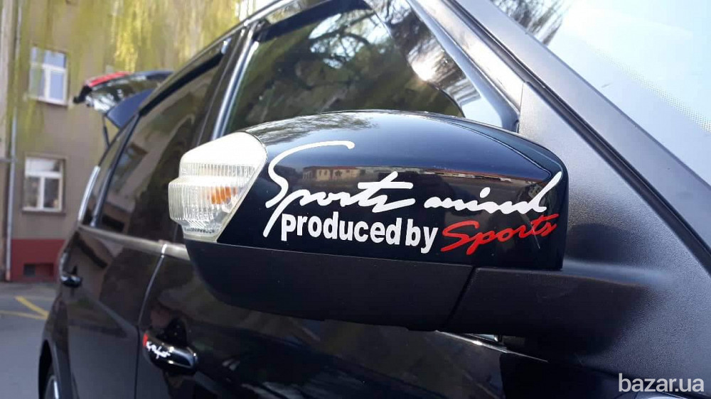 Наклейка на авто Sport mind produced by sports Белая с красным Бориспіль - зображення 6