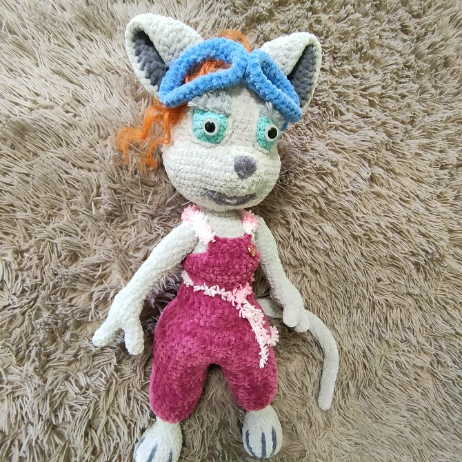 Іграшка мишка м'яка в'язана Пружинка 48 см ручна работа подарунок сувенір hand made Нововолинськ - зображення 1