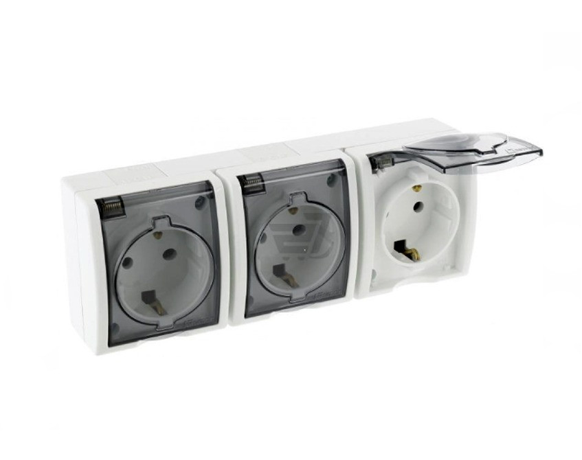 Накладна розетка Simon Aquarius 3x220. Прозора захисна кришка Киев - изображение 1