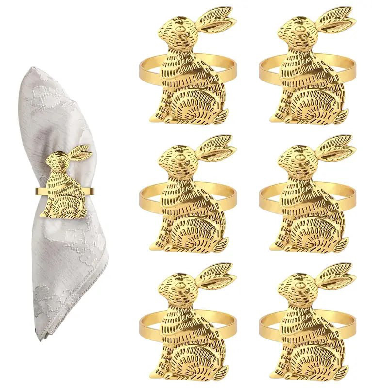 Кольца для сервировки Пасхальный Кролик 6 шт золото PK002 Одесса - изображение 1