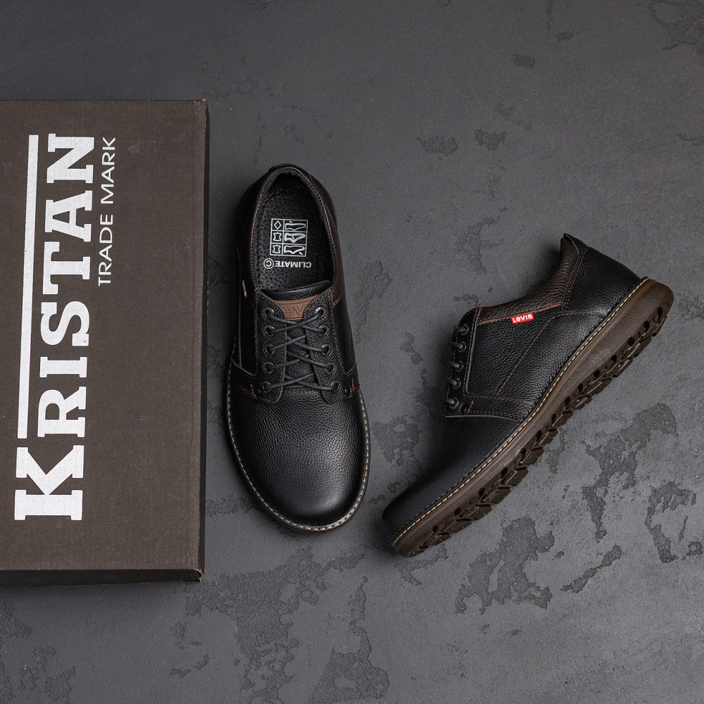 Мужские кожаные туфлі LV Black Київ - зображення 10