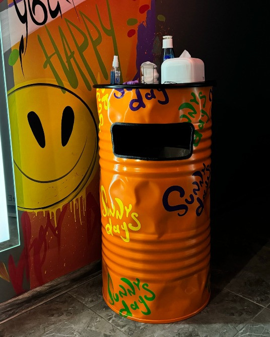 Урна з попільничкою 100 л з металевої бочки з нанесенням логотипу вашого бізнесу Київ - зображення 3