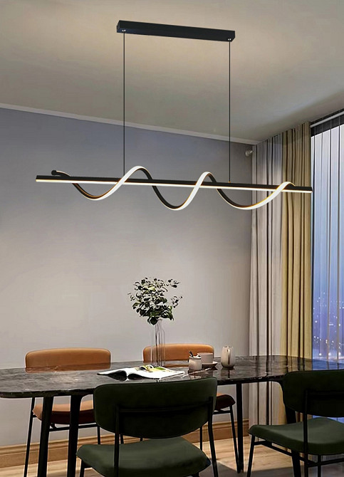 Люстра стельова LED H22L-1200-bk-k Чорний 25-110х14х120 см. Київ - зображення 1