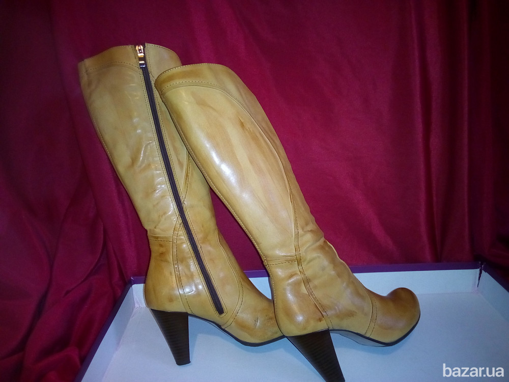 Сапоги женские кожаные 38 размер высота 46 см Киев - изображение 1