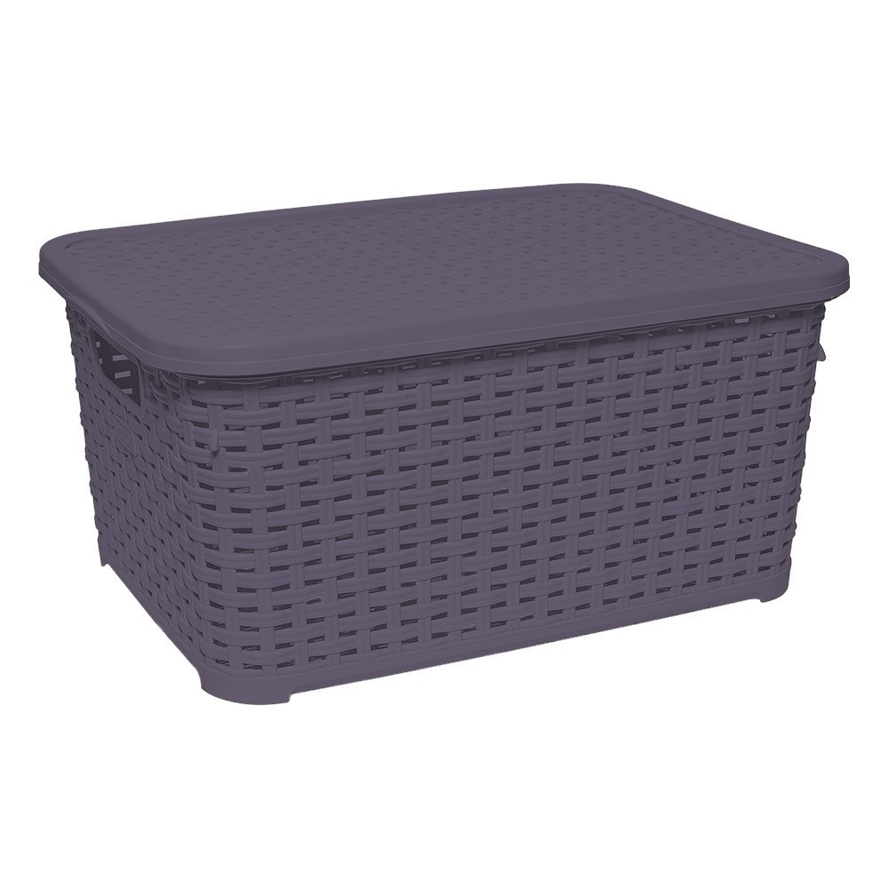Корзина для белья под ротанг с крышкой 5 л фиолетовая Киев - изображение 3