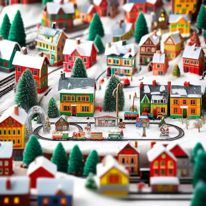 Дитяча іграшкова залізниця з локомотивом та вагонами Різдвяний поїзд Christmas Одеса - зображення 5