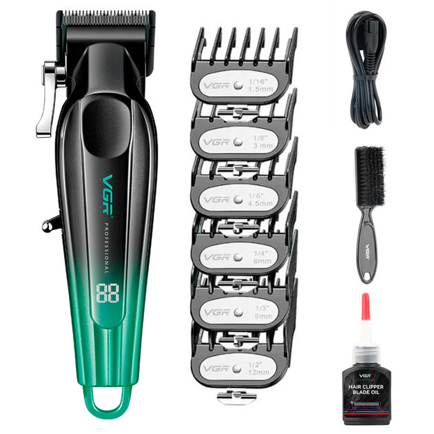Машинка для стрижки аккумуляторная VGR V-662 GREEN 10 Вт зеленая Київ - зображення 1