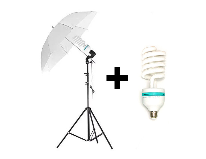 Компактний набір для фото- та відеозйомки: стійка, кріплення, парасолька, лампа Вишгород - зображення 1