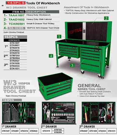 Подкатная инструментальная тележка TOPTUL 5 секций (под верстак) TCAB0501 Харків