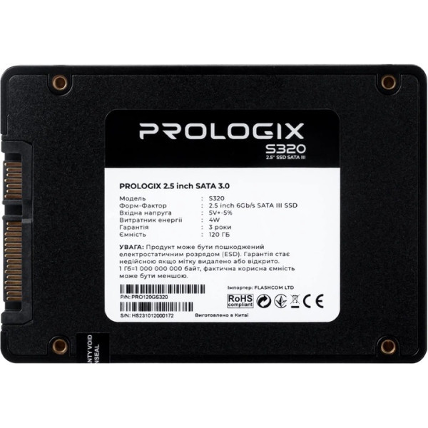 Накопичувач SSD 120GB Prologix S320 2.5" SATAIII 3D TLC (PRO120GS320) (Код товару:43397) Харків - зображення 2