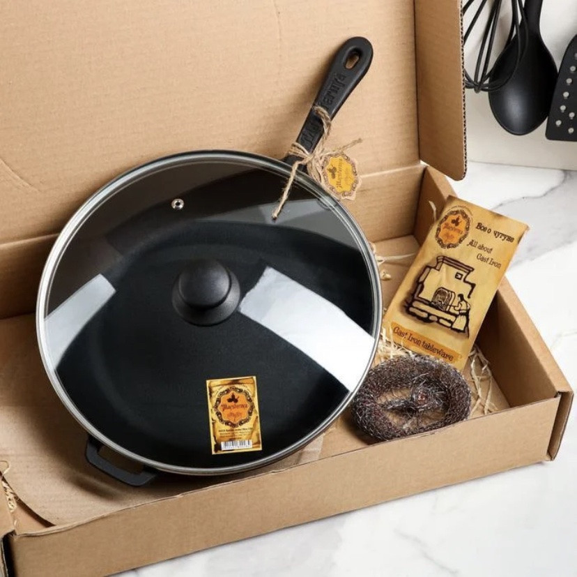 Сковорода чугунная Maysternya с крышкой 24х4 см Т2013С3 Одесса - изображение 4