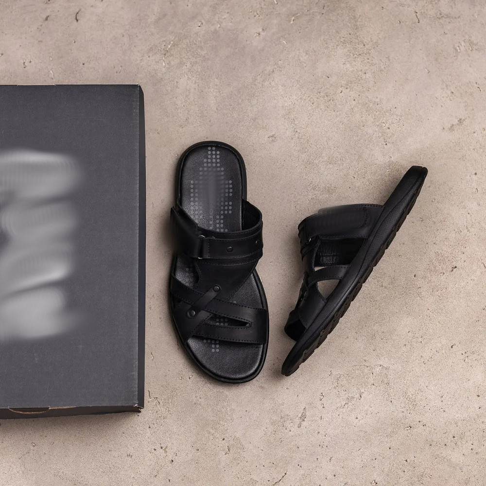 Мужские кожаные  летние шлепанцы-сланцы Київ - зображення 5