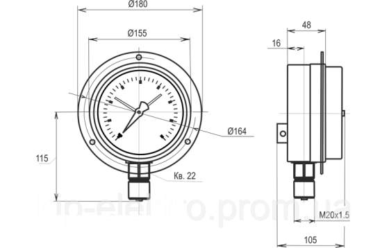 Манометр электроконтактный МТ-4С от 0 до 25 МПа (250 кгс/см2) - аналог ДМ2005СгУ3, ДМ2005-У2, ДМ2005 Київ
